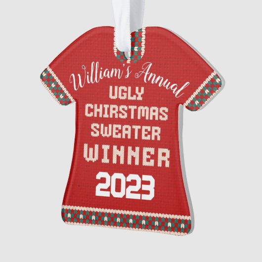 Lelijke kerst trui prijs ornament (voorkant)