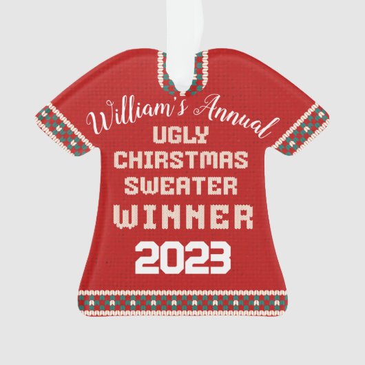 Lelijke kerst trui prijs ornament (voorkant)