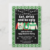 Lelijke kerst truien vakantie feest groen kaart (Voorkant)