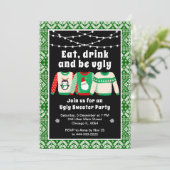 Lelijke kerst truien vakantie feest groen kaart (Staand voorkant)