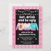 Lelijke kerst truien Vakantie Party Roze Kaart (Voorkant)