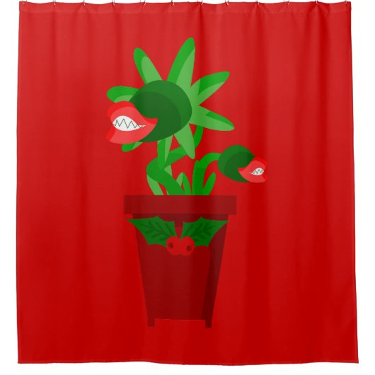 Lelijke kerst Venus Flytrap Holly Douchegordijn (Voorkant)