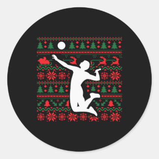 Lelijke Kerst Volleybal Speler Vrolijk Kerstfeest  Ronde Sticker