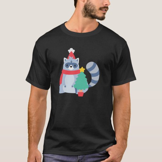 Lelijke kerst wasbeer kerstboom schattig blij t-shirt (Voorkant)