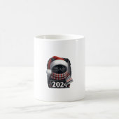 Lelijke Kerst Zwarte Kat Santa Hat Sjaal Vakantie  Koffiemok (Center)