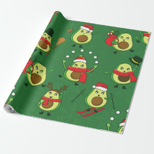 Lelijke Kerstavocado Santa Winter Cadeaupapier