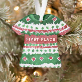 Lelijke kerstbeker Winner Green Red Waterverf Ornament