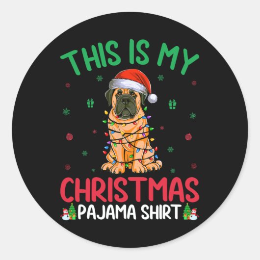 Lelijke kerstboom Kerstman Engels Mastiff Dog Kers Ronde Sticker (Voorkant)