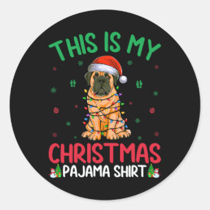 Lelijke kerstboom Kerstman Engels Mastiff Dog Kers Ronde Sticker
