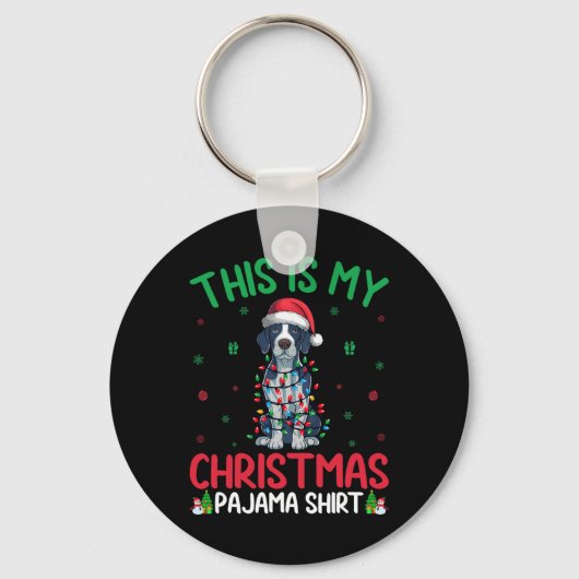 Lelijke kerstboom Kerstman Engels Pointer Dog Kers Sleutelhanger (Voorkant)