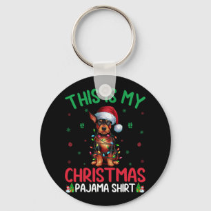 Lelijke kerstboom Kerstman Miniatuur Pinscher Hond Sleutelhanger