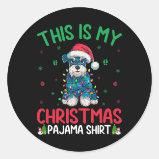 Lelijke kerstboom Kerstman Miniatuur Schnauzer Hon Ronde Sticker