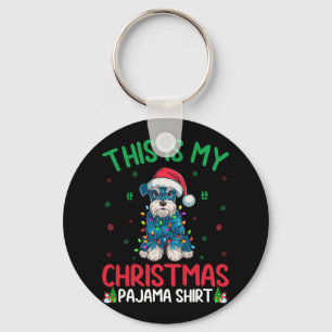 Lelijke kerstboom Kerstman Miniatuur Schnauzer Hon Sleutelhanger
