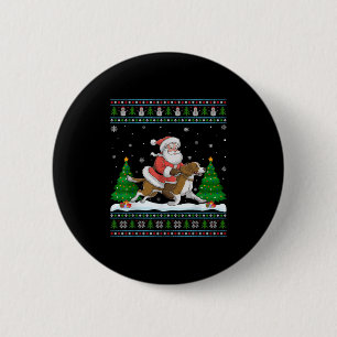 Lelijke Kerstboom Kerstman Rid Brittany Spaniel Ho Ronde Button 5,7 Cm