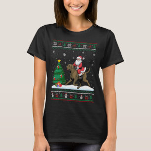 Lelijke kerstboom licht kerstman rijden Afado T-shirt