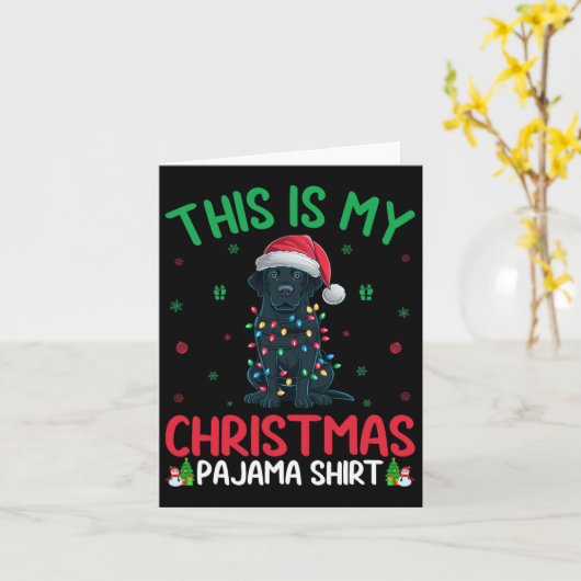 Lelijke kerstboom licht Santa Black Labrador Dog C Kaart (Gele Bloem)