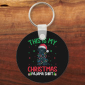 Lelijke kerstboom licht Santa Black Labrador Dog C Sleutelhanger (Voorkant)