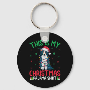 Lelijke kerstboom licht Santa Border Collie Dog Ch Sleutelhanger