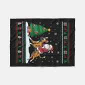 Lelijke kerstboom licht Santa Riding Afrikaanse Wi Fleece Deken (Voorkant (Horizontaal))