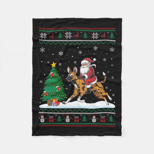 Lelijke kerstboom licht Santa Riding Afrikaanse Wi Fleece Deken (Voorkant)