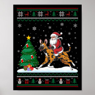 Lelijke kerstboom licht Santa Riding Afrikaanse Wi Poster