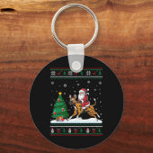 Lelijke kerstboom licht Santa Riding Afrikaanse Wi Sleutelhanger (Voorkant)