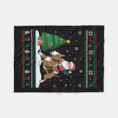 Lelijke kerstboom licht Santa Riding Bull Terri Fleece Deken (Voorkant (Horizontaal))