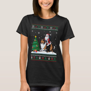 Lelijke kerstboom licht Santa Riding Rough Coll T-shirt