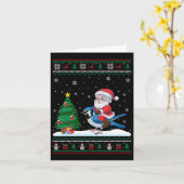 Lelijke Kerstboom Lichten Kerstman Rijden Blauw Kaart (Gele Bloem)