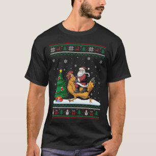 Lelijke Kerstboom Lichtjes Kerstman Ridend Kuiken T-shirt