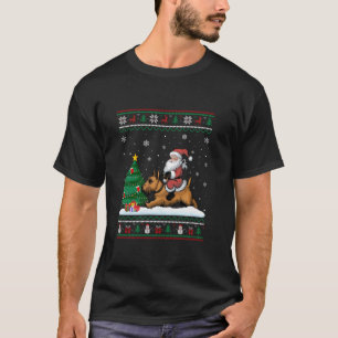 Lelijke Kerstboom Lichtjes Kerstman Ridend op Scho T-shirt