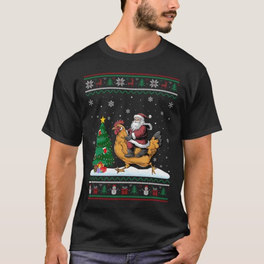 Lelijke Kerstboom Lights Kerstmis Santa Riding Chi T-shirt (Voorkant)