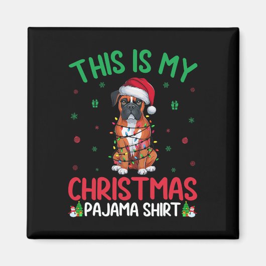 Lelijke Kerstboom Lights Santa Boxer Dog Christmas Magneet (Voorkant)