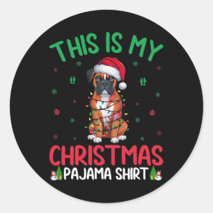 Lelijke Kerstboom Lights Santa Boxer Dog Christmas Ronde Sticker