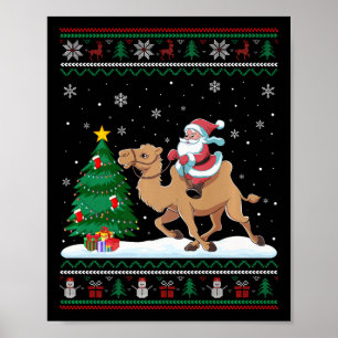 Lelijke Kerstboom Lights Xmas Santa Riding Camel Poster