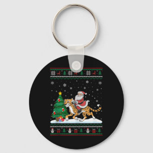 Lelijke Kerstboom Lights Xmas Santa Riding Cheet Sleutelhanger