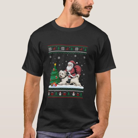 Lelijke Kerstboom Lights Xmas Santa Riding Malte T-shirt (Voorkant)