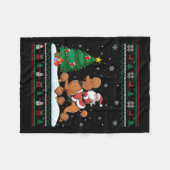 Lelijke Kerstboom Lights Xmas Santa Riding Poedel Fleece Deken (Voorkant (Horizontaal))
