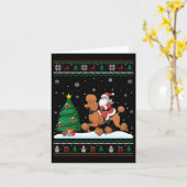 Lelijke Kerstboom Lights Xmas Santa Riding Poedel Kaart (Gele Bloem)