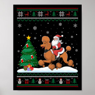 Lelijke Kerstboom Lights Xmas Santa Riding Poedel Poster