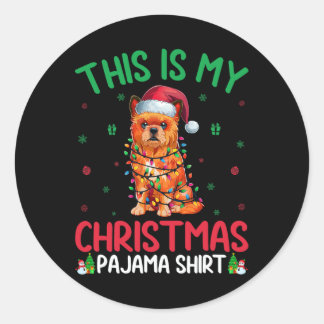 Lelijke kerstboom Santa Brussels Griffon Hond Kers Ronde Sticker