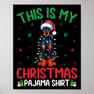 Lelijke kerstboom Santa Doberman Pinscher Dog Kers Poster