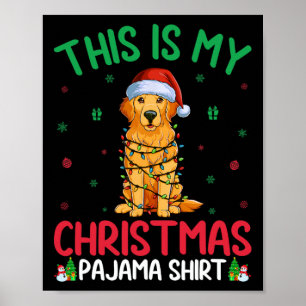 Lelijke kerstboom Santa Golden Retriever Dog Kerst Poster