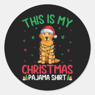 Lelijke kerstboom Santa Golden Retriever Dog Kerst Ronde Sticker