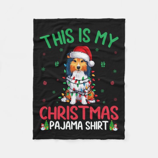 Lelijke kerstboom Santa Shetland herdershond Kerst Fleece Deken (Voorkant)