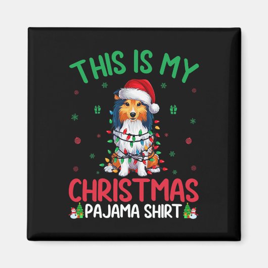 Lelijke kerstboom Santa Shetland herdershond Kerst Magneet (Voorkant)