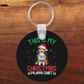 Lelijke kerstboom Santa Shetland herdershond Kerst Sleutelhanger (Voorkant)