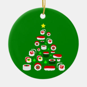 lelijke kerstboom sushi keramisch ornament