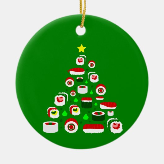 lelijke kerstboom sushi keramisch ornament (Voorkant)