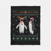 Lelijke kerstboom verlicht kerstmuts pinguïn vogel fleece deken (Voorkant)